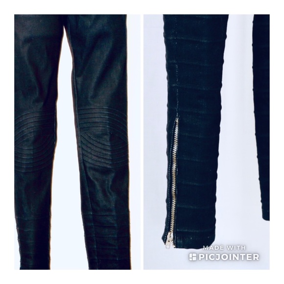 black biker denim jeans